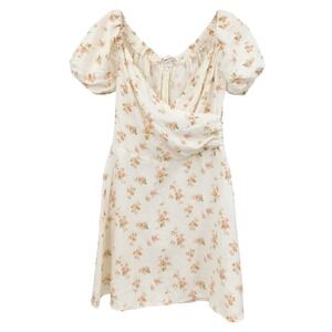 Reformation Bowie Mini White Dress 100% Linen Floral Mildred Size 4